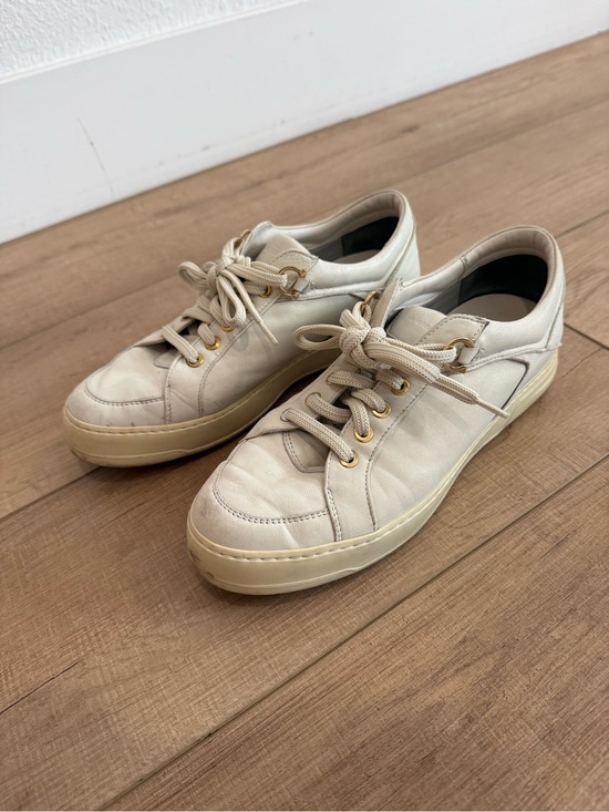 Salvatore Ferragamo Shoes - Faragamo Leather Sneakers in Cream